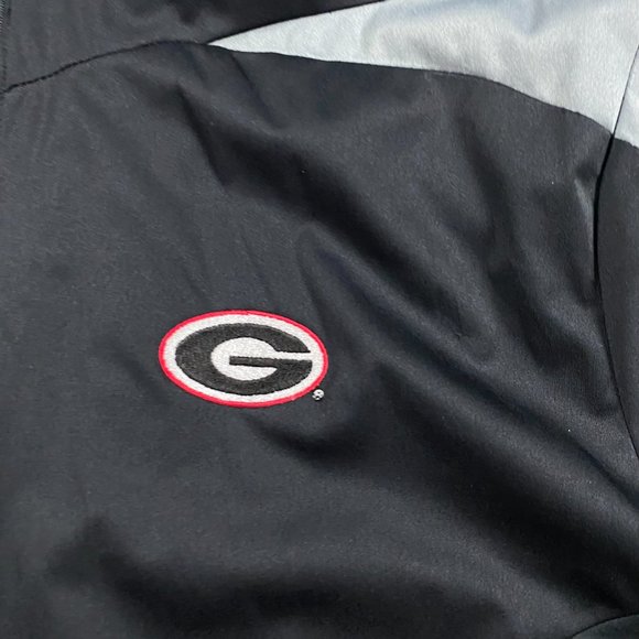 Antigua Georgia Bulldogs 1/2 Zip Jacket Mens Medium Black Windbreaker Foolball - Picture 3 of 9